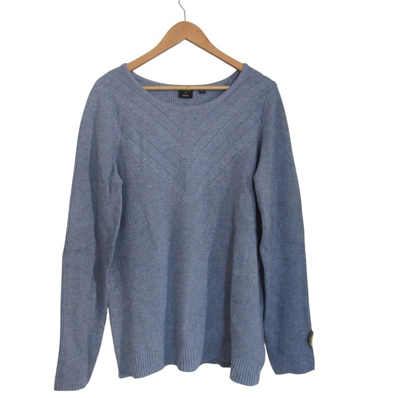 Devotion By Cyrus Blue Ribbed Sweater XL Heavyweight Warm Stretch Pullover - Picture 1 of 9